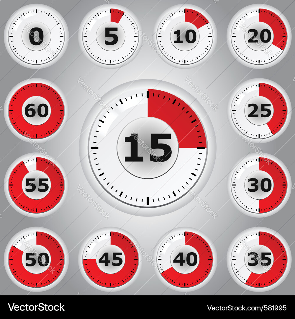Red Timer Icons vector image