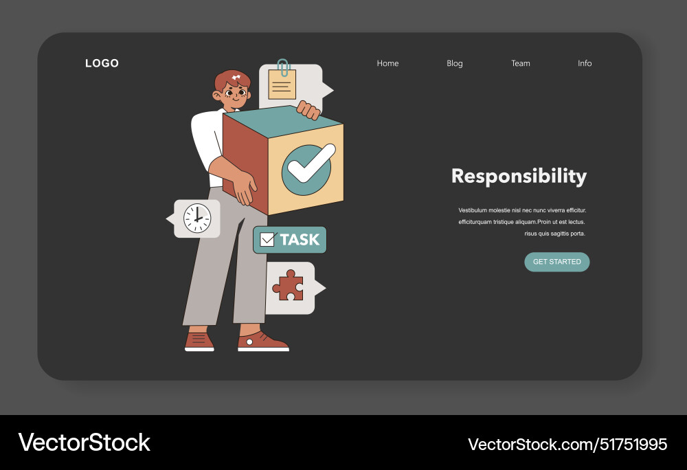 Responsibility in task delegation concept Vector Image