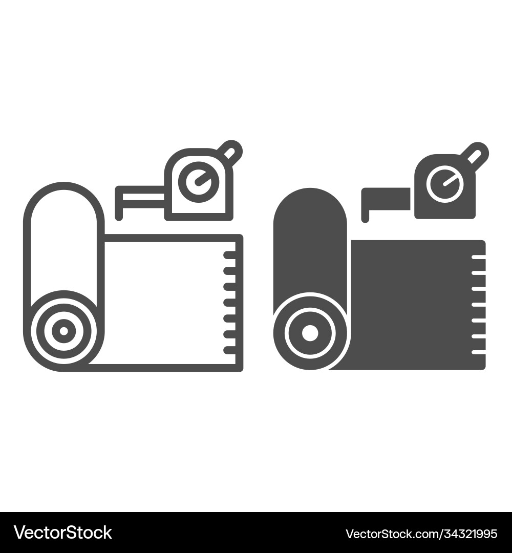 Roll linoleum and meter line solid icon Roll linoleum and meter line solid icon Vector Image