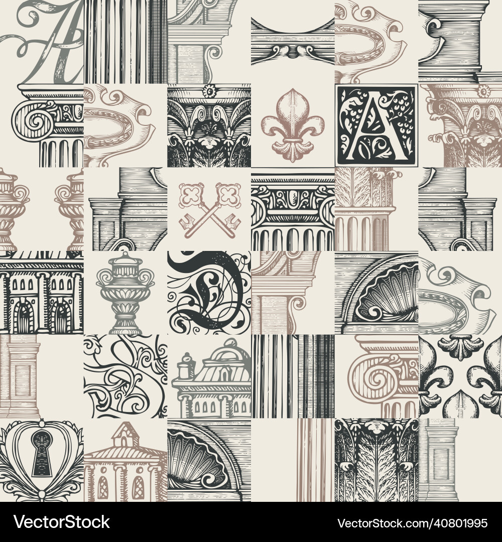 Seamless pattern on the theme of old architecture Seamless pattern on the theme of old architecture vector image