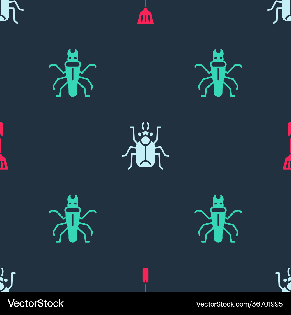 Set fly swatter beetle bug and termite Vector Image