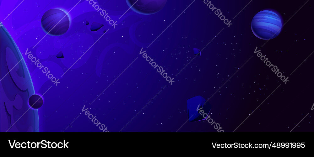 Space background with planets and asteroids Vector Image