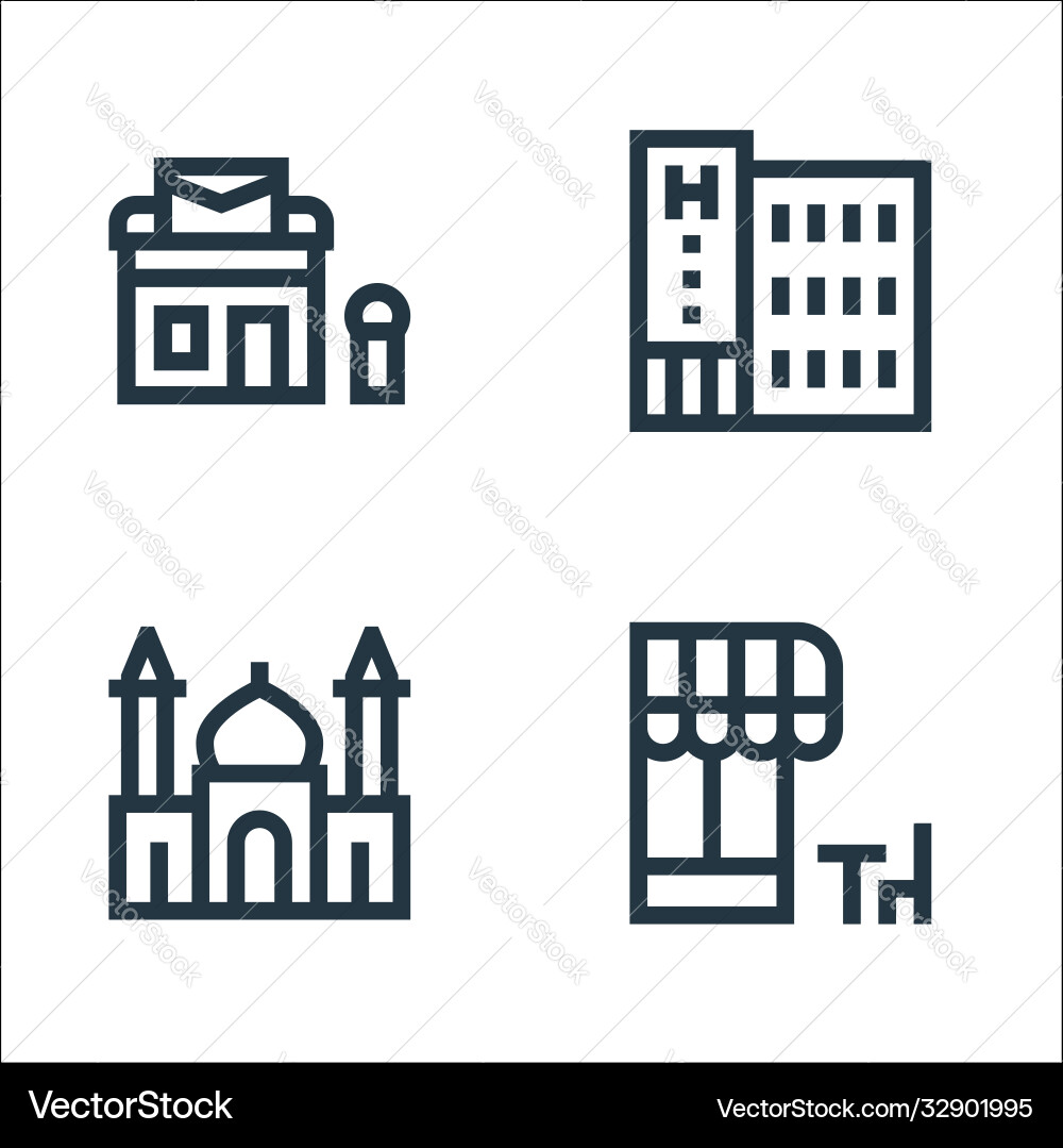 Urban building line icons linear set quality Urban building line icons linear set quality vector image