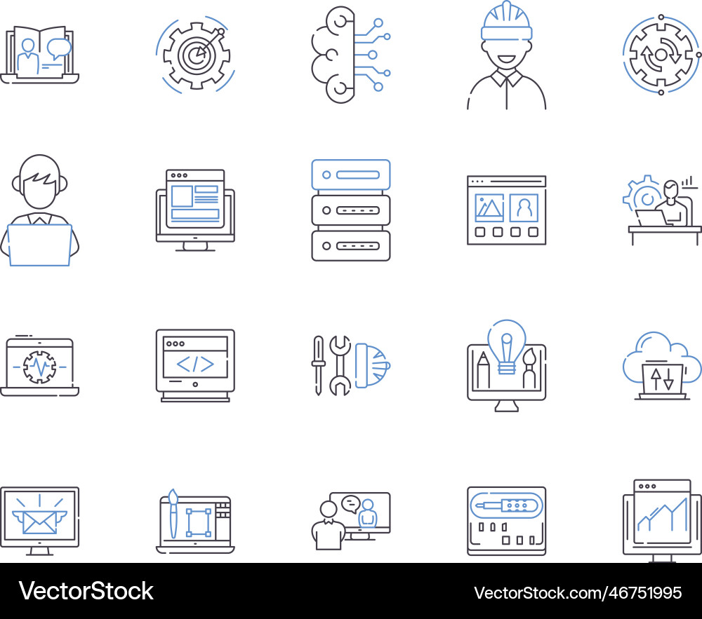 Website and computer outline icons collection Website and computer outline icons collection vector image