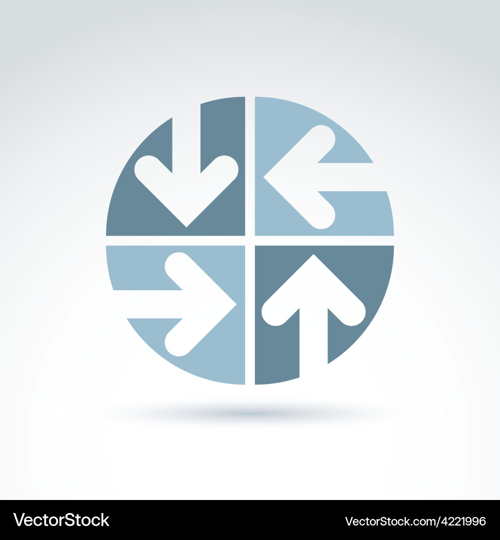 Abstract emblem with four multidirectional arrows vector image