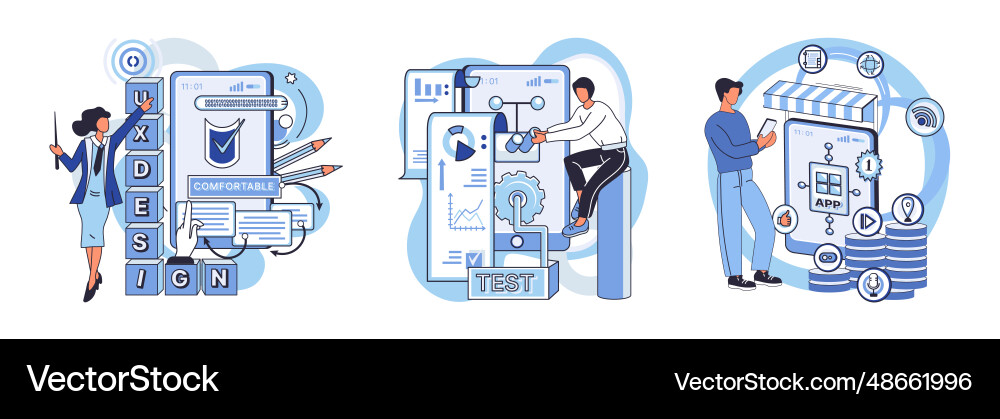 Application testing metaphor software Application testing metaphor software Vector Image
