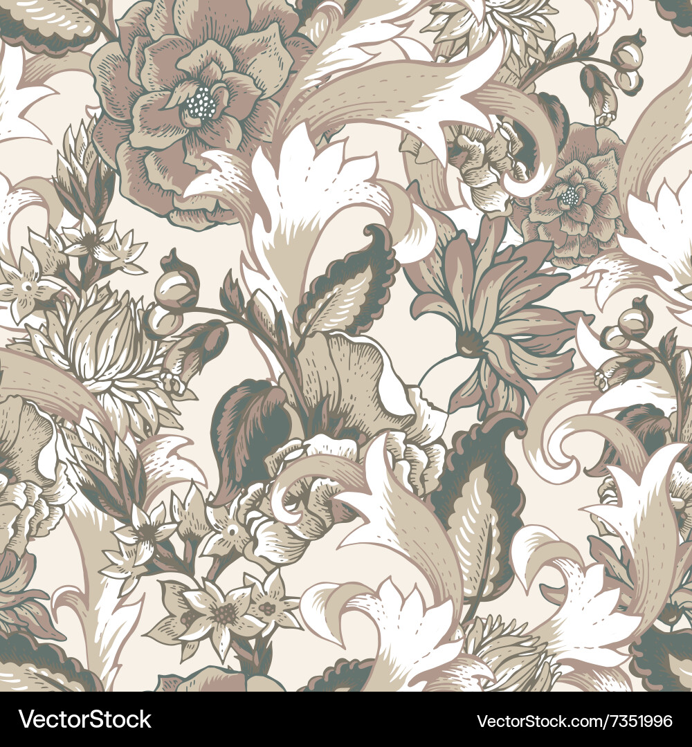 Baroque Floral Swirl Pattern Vector Image