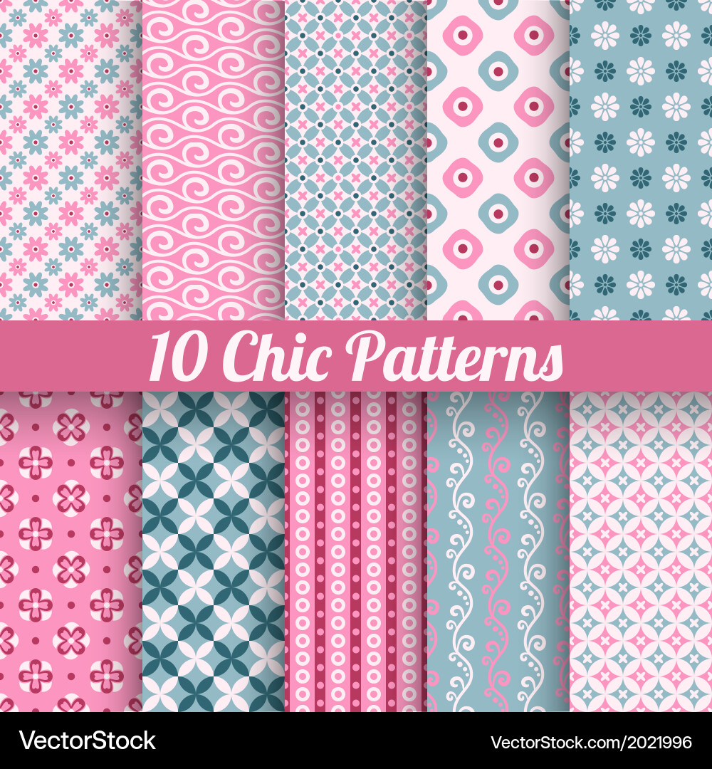 Chic Pink & Blue Pattern Collection vector image