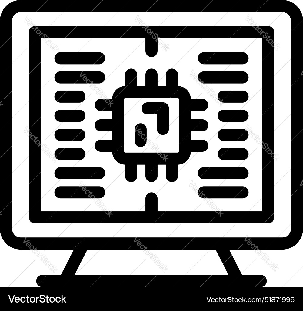 Computer showing microchip programming Computer showing microchip programming vector image