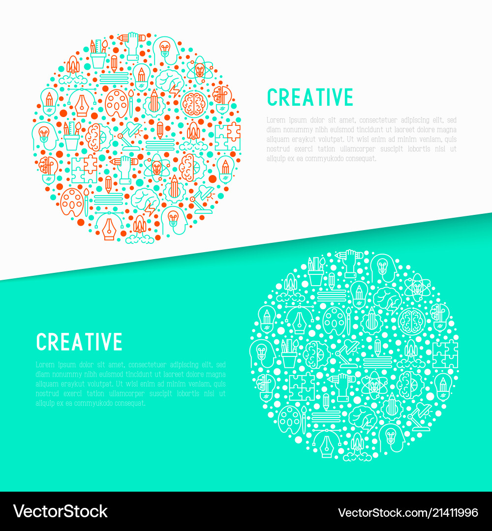 Creative concept in circle with thin line icons Creative concept in circle with thin line icons vector image