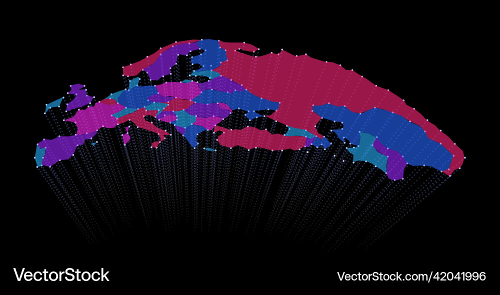 Europe map from particles wave of data Europe map from particles wave of data Vector Image