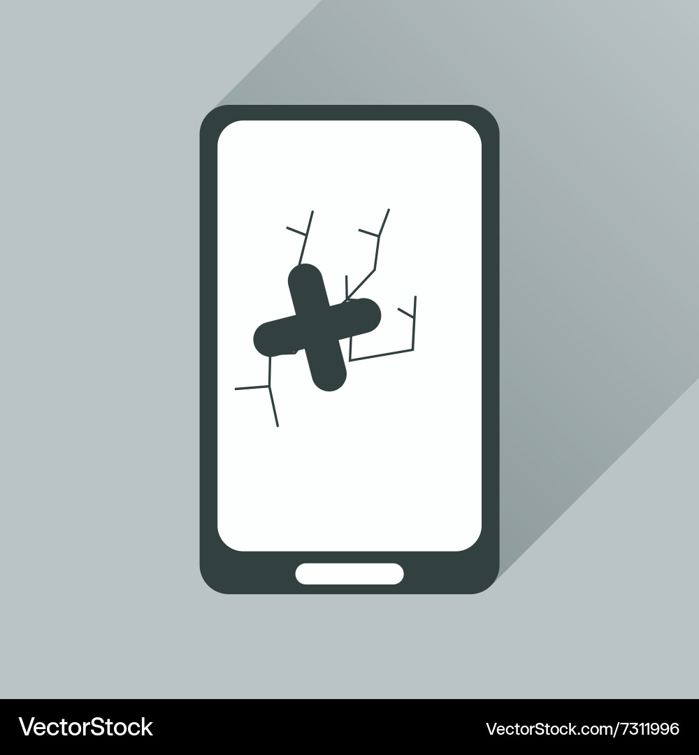 Flat web icon with long shadow mobile broken Vector Image