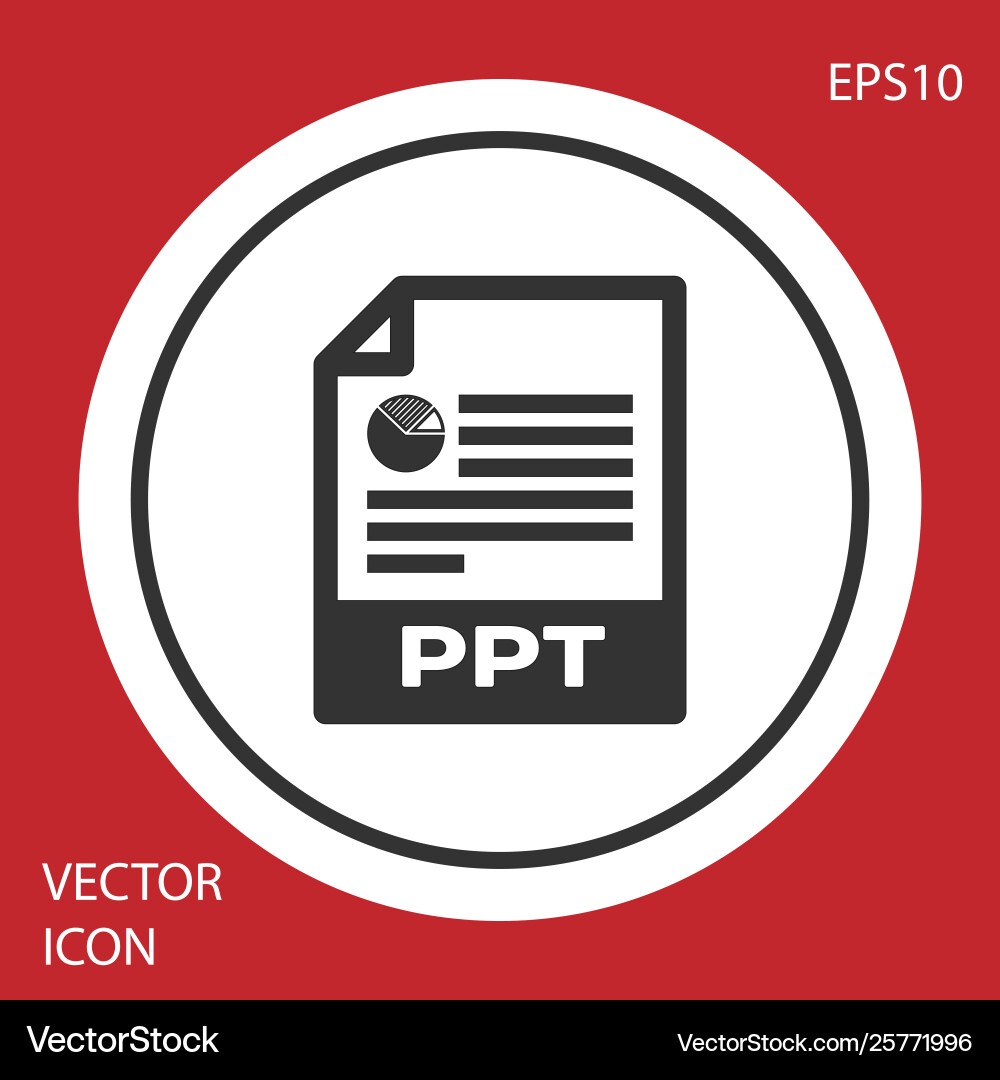 Grey ppt file document icon download button vector image