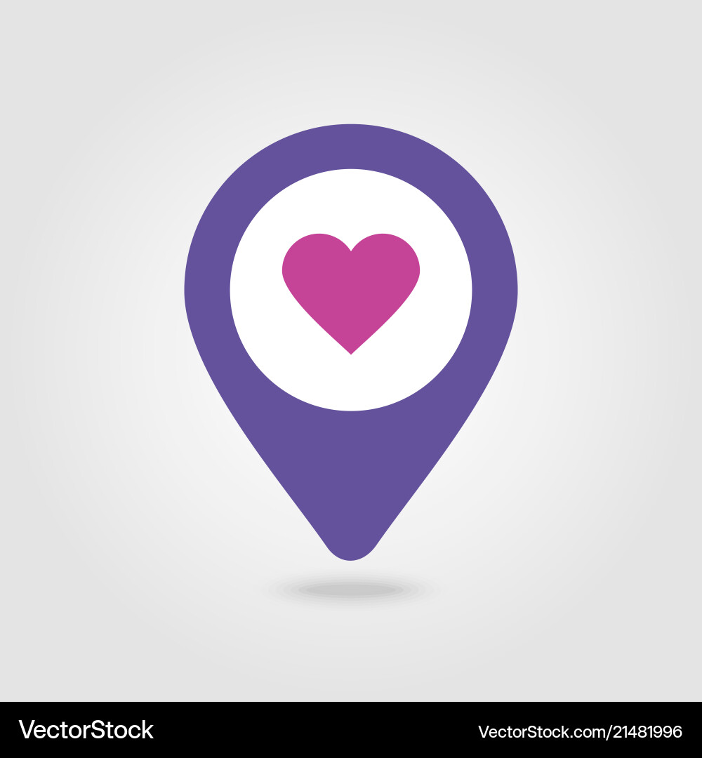 Heart pin map icon pointer markers Vector Image