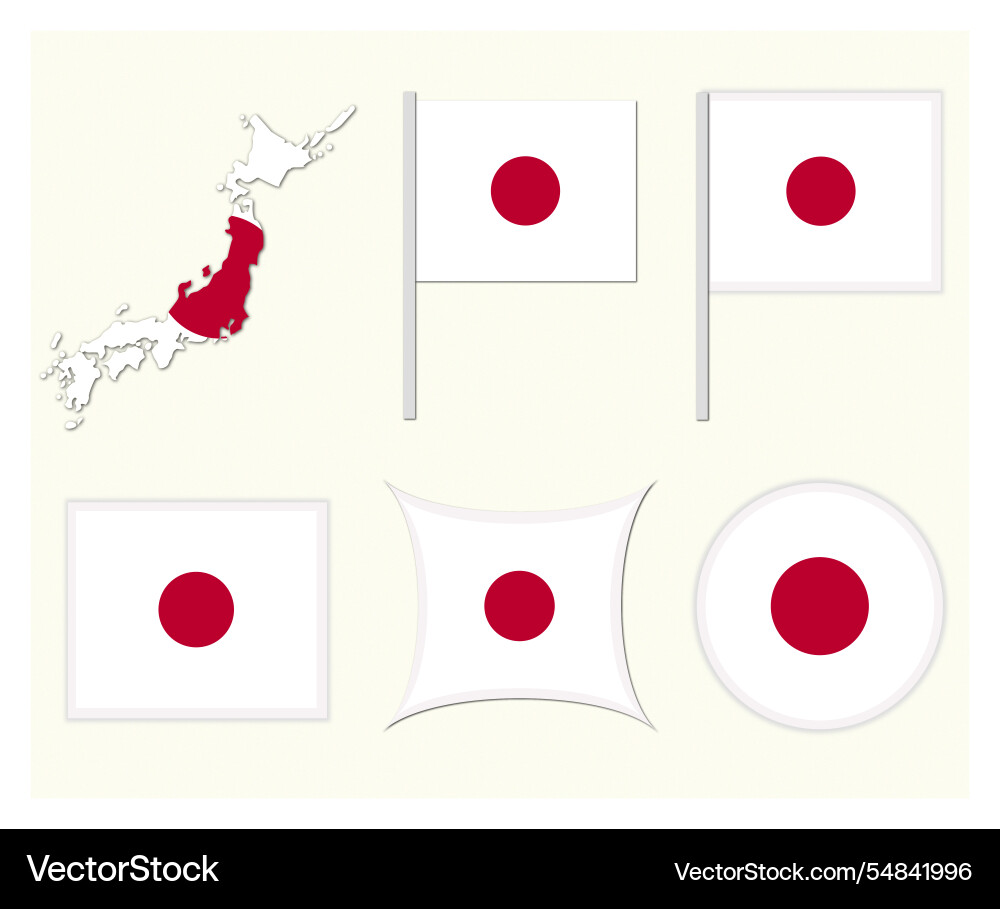 Japan flags on many objects Japan flags on many objects vector image