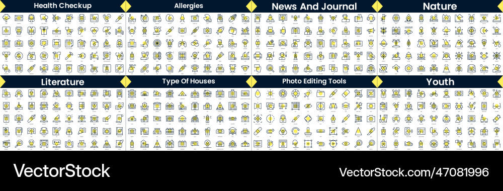 Linear style icons pack in this bundle include vector image