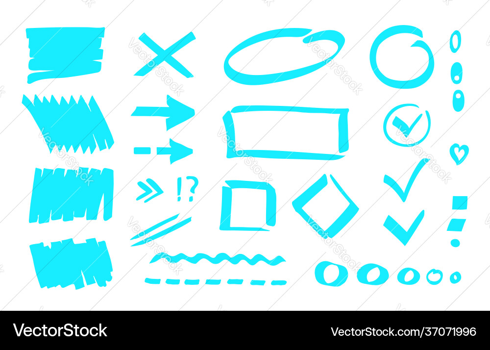 Marker highlighter marks design elements Marker highlighter marks design elements vector image