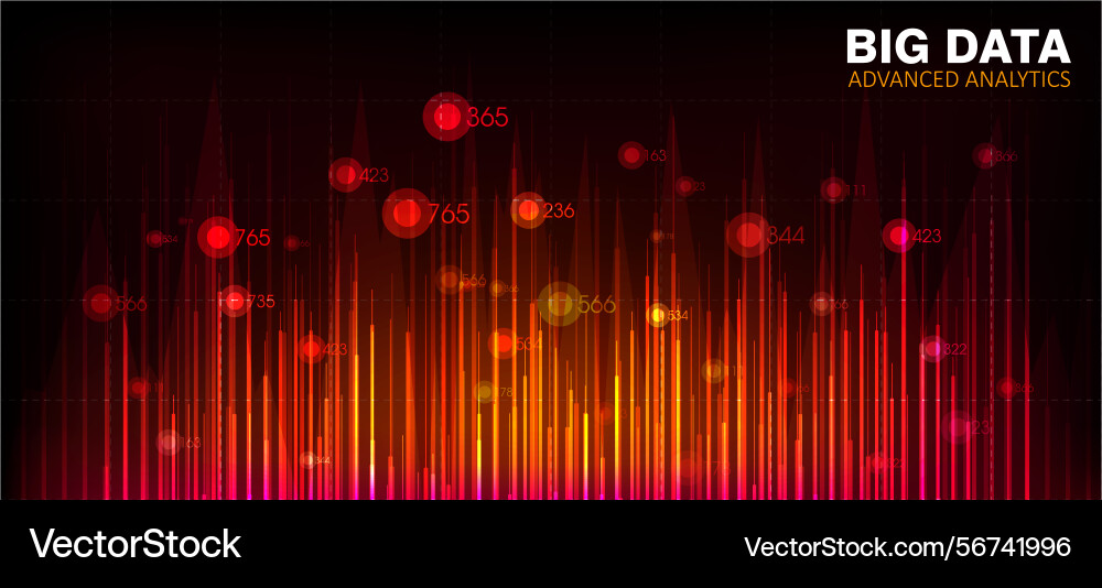 Red realistic data network analytic vector image