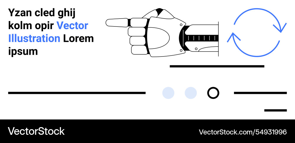 Robotic hand pointing with arrows and text Vector Image