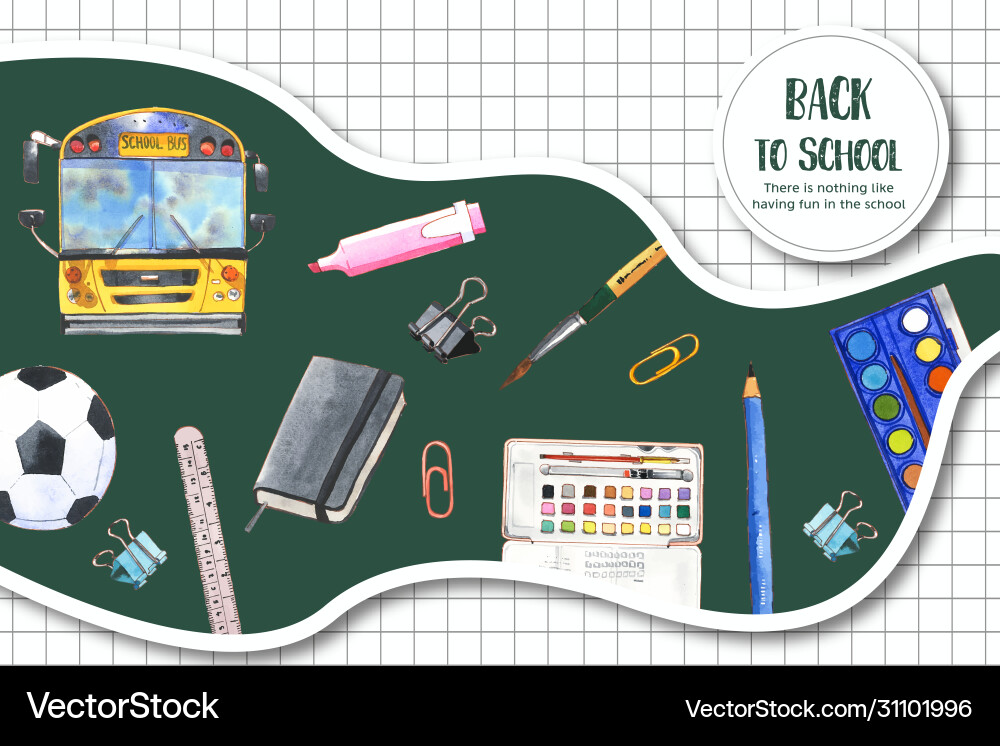 School frame design with bus color palette Vector Image