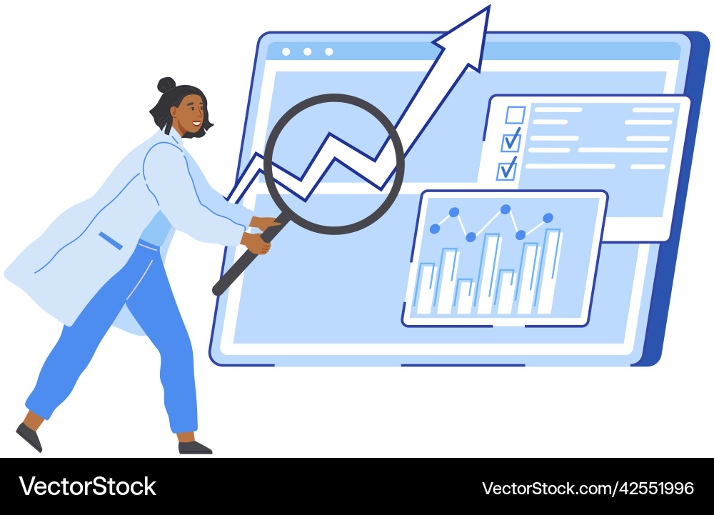 Scientist works with data analytics and research Scientist works with data analytics and research vector image