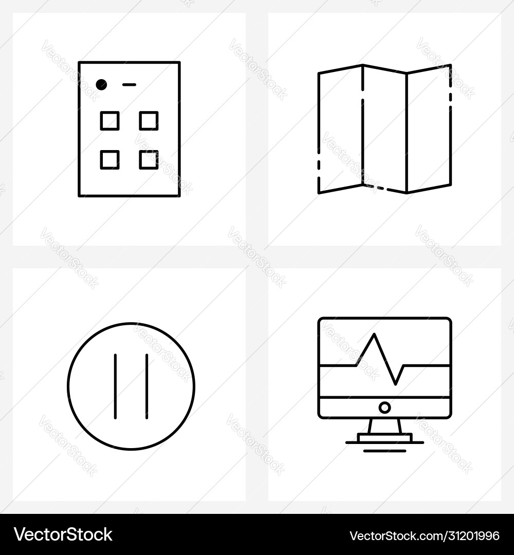 Set 4 simple line icons for web and print Vector Image