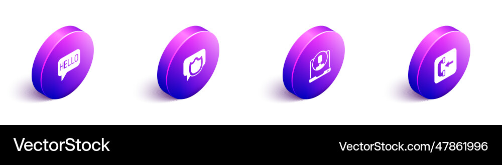 Set isometric hello in different languages speech Set isometric hello in different languages speech vector image