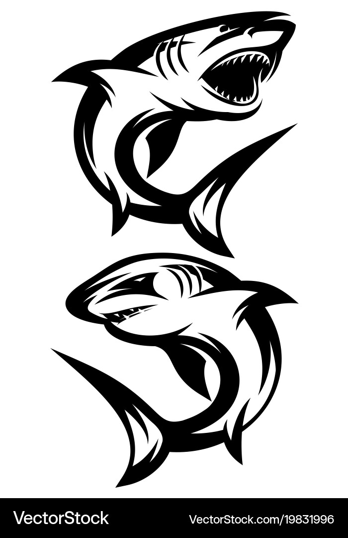 Two Shark Icons Vector Image