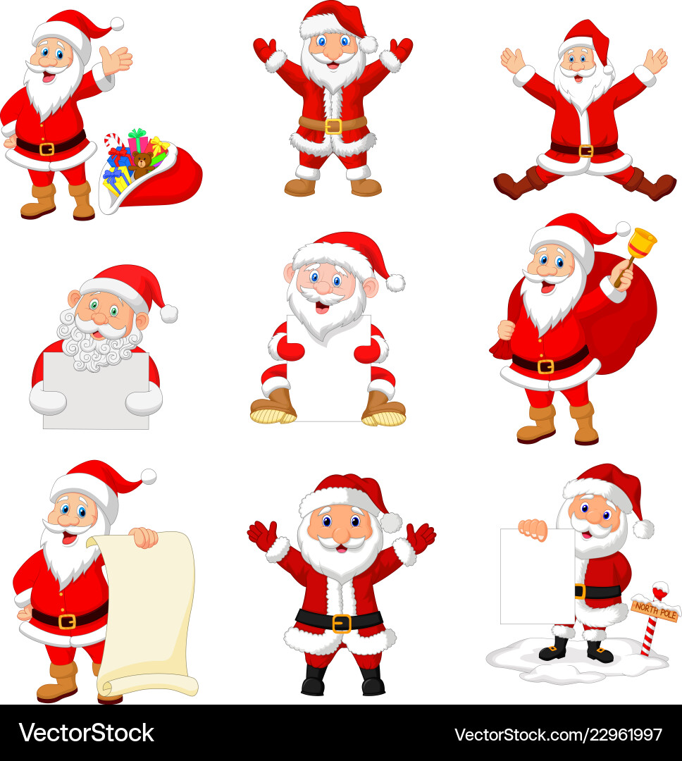 Cartoon santa claus collection set Cartoon santa claus collection set Vector Image
