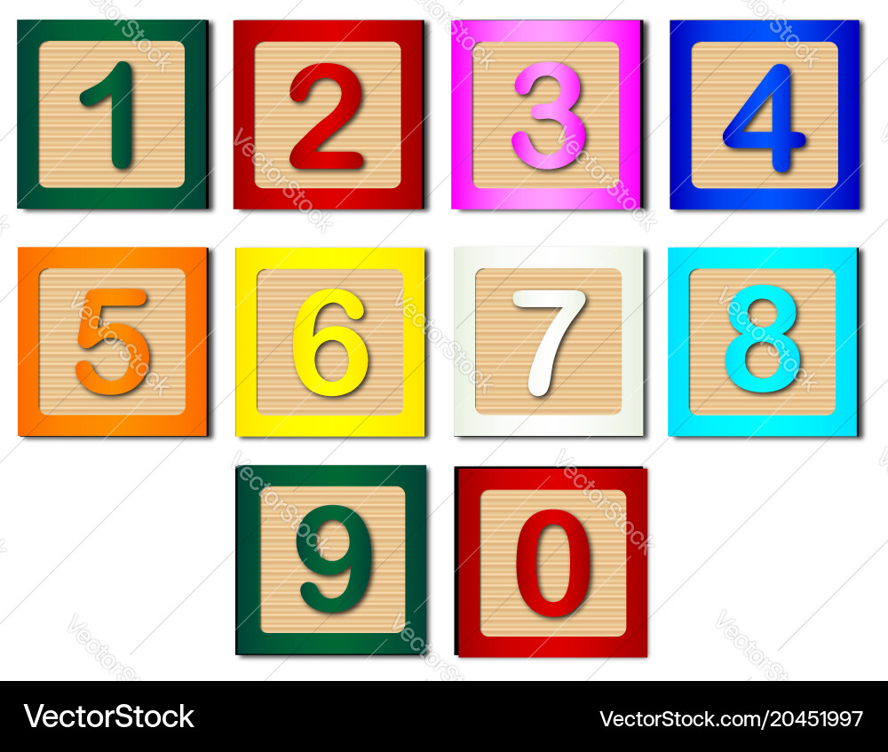 Colorful Number Blocks Set vector image