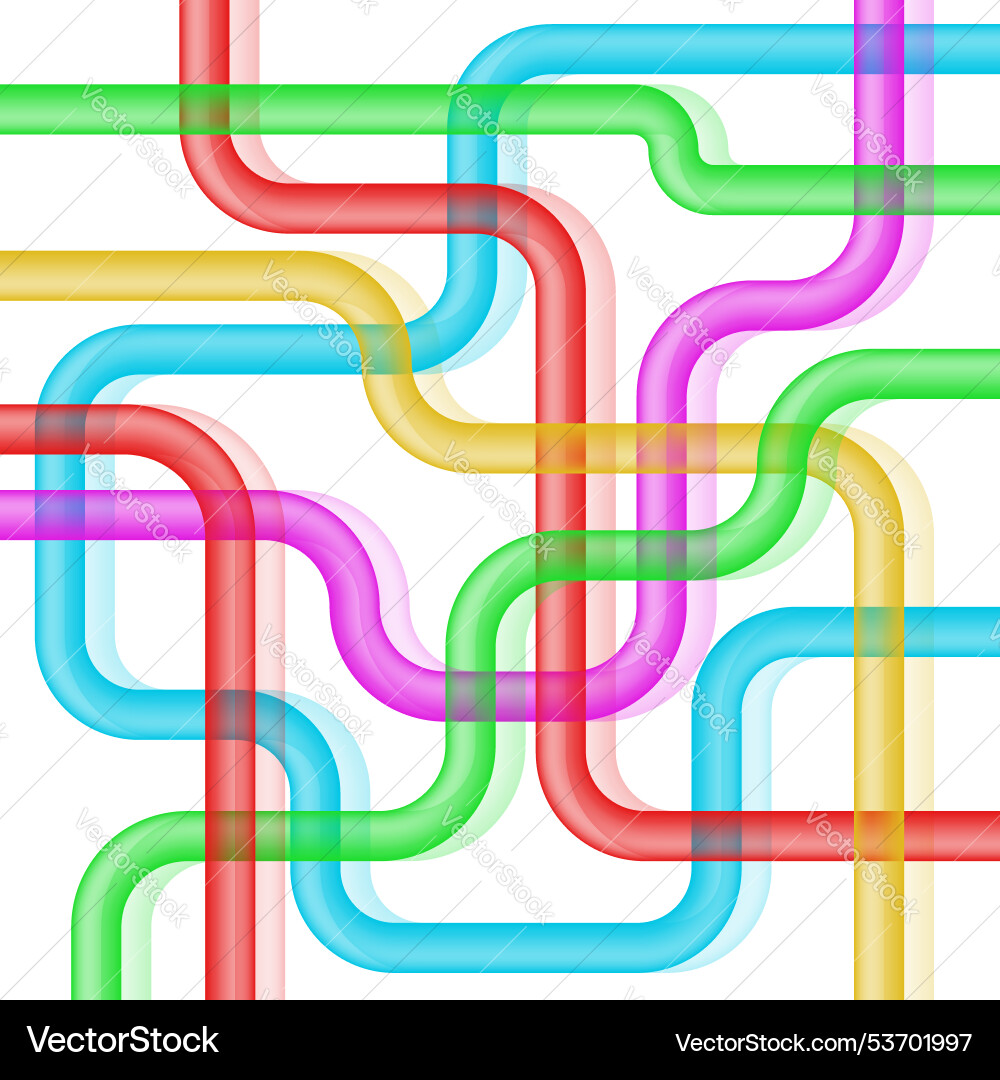 Colorful overlapping transparent pipes creating Colorful overlapping transparent pipes creating vector image