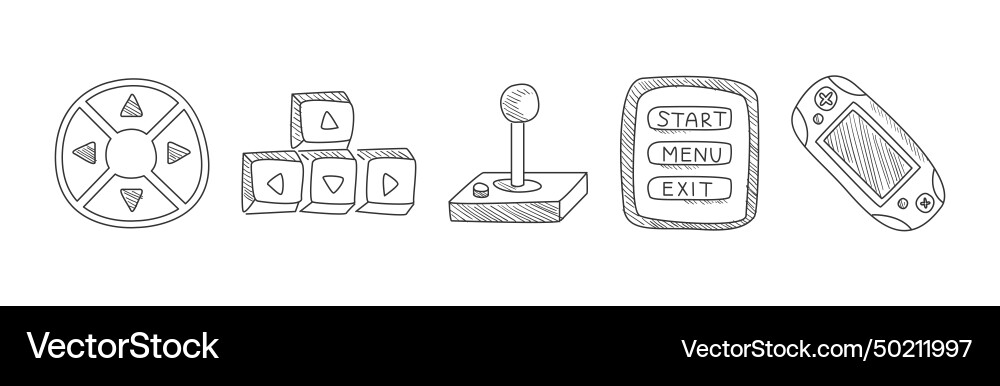 Computer game playing doodle object and element Computer game playing doodle object and element vector image