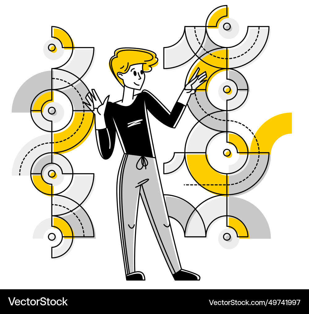 Creative worker doing some job and creating Creative worker doing some job and creating vector image