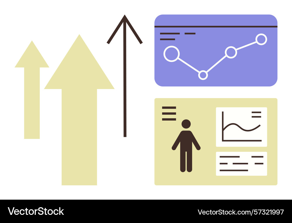 Data growth and progress visualization with arrows Data growth and progress visualization with arrows Vector Image