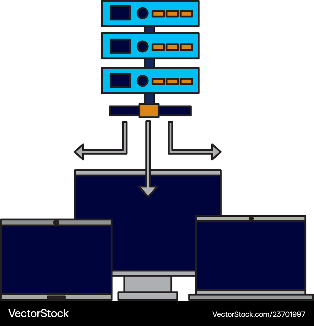 Database server computer monitor laptop vector image