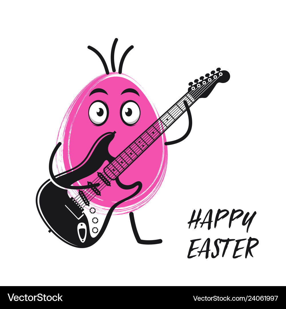Easter egg playing electric guitar funny Easter egg playing electric guitar funny vector image