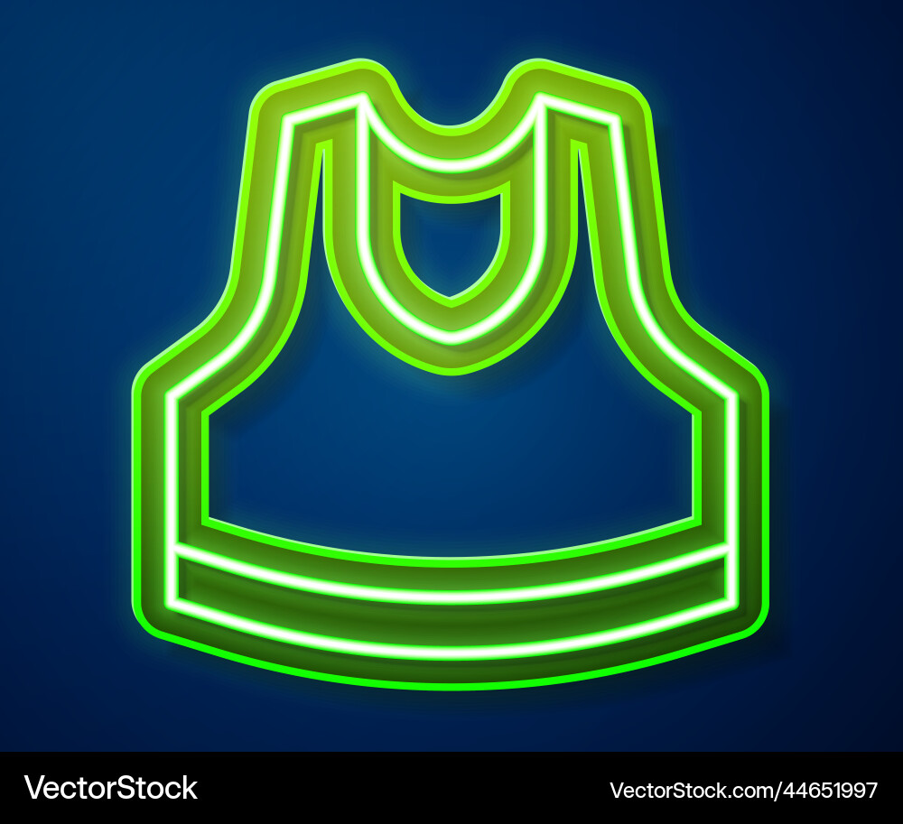 Glowing neon line undershirt icon isolated on blue Glowing neon line undershirt icon isolated on blue vector image