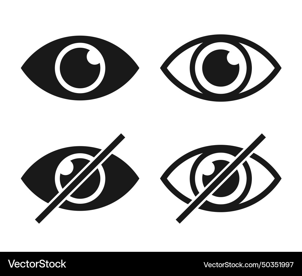 Hide and show password icons or eye set Hide and show password icons or eye set vector image