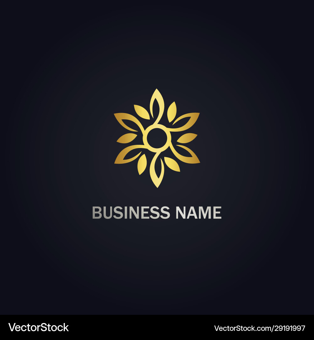 Leaf Ornament Eco Gold Logo vector image
