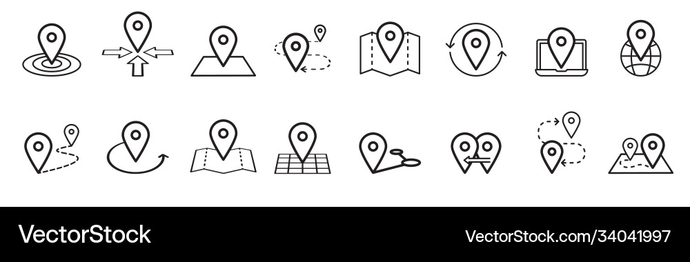 Map pins related icon set symbols Vector Image