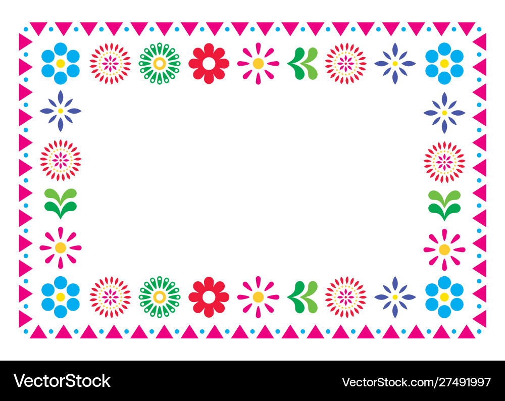 Mexican frame design with flowers Mexican frame design with flowers vector image