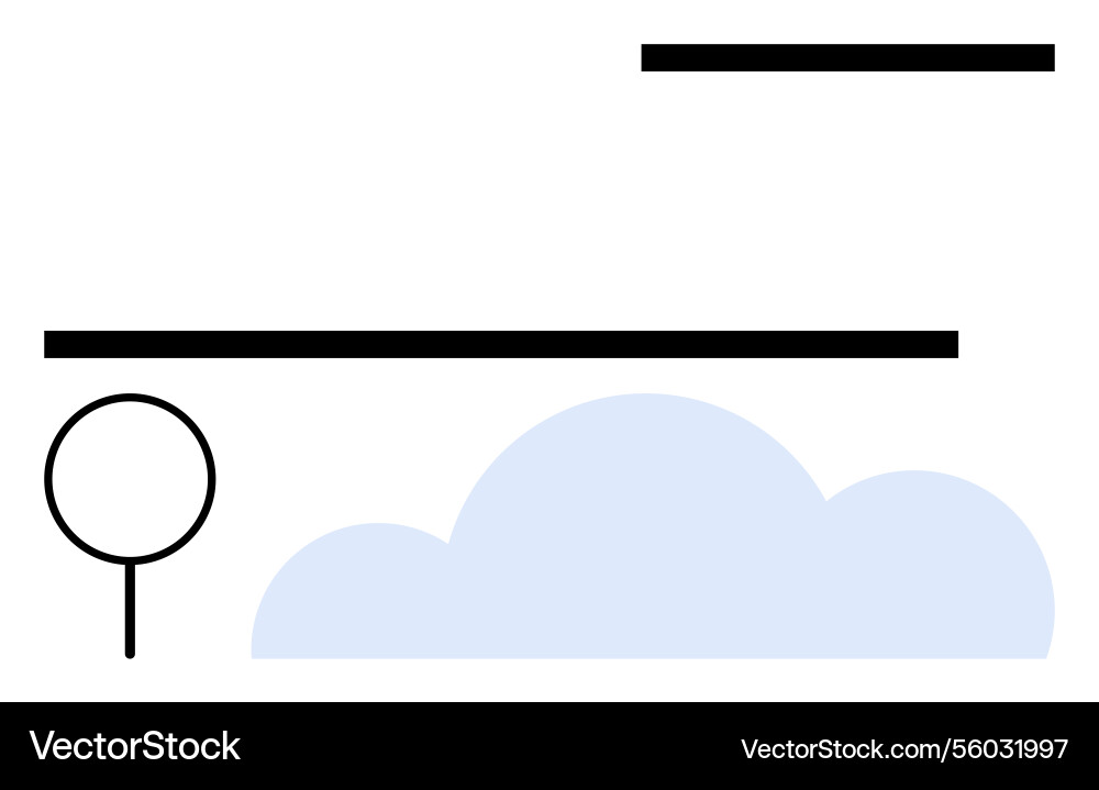 Minimal landscape with cloud tree and horizontal vector image
