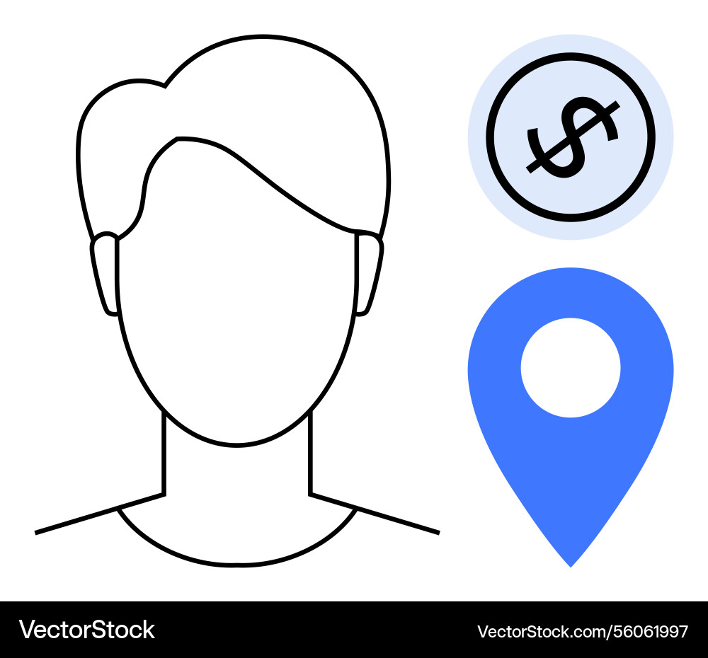 Minimalist avatar with dollar icon and navigation Minimalist avatar with dollar icon and navigation vector image