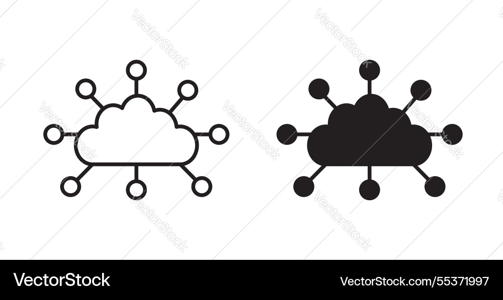 Network cloud icon set in thin line for web Network cloud icon set in thin line for web vector image