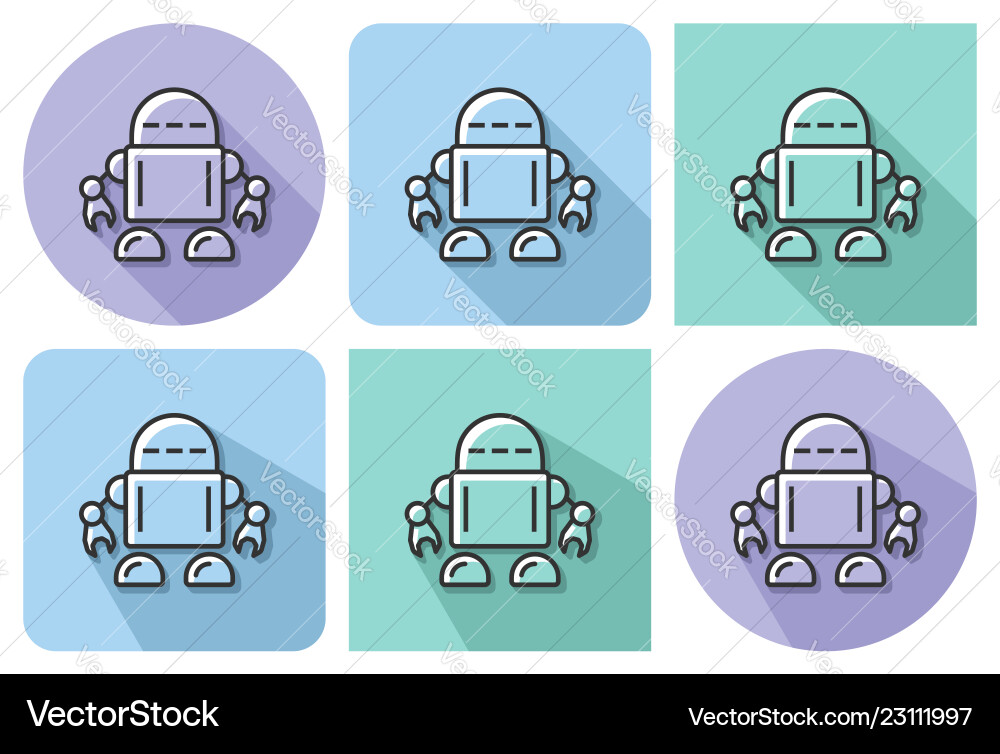 Outlined icon of robot with parallel Outlined icon of robot with parallel vector image