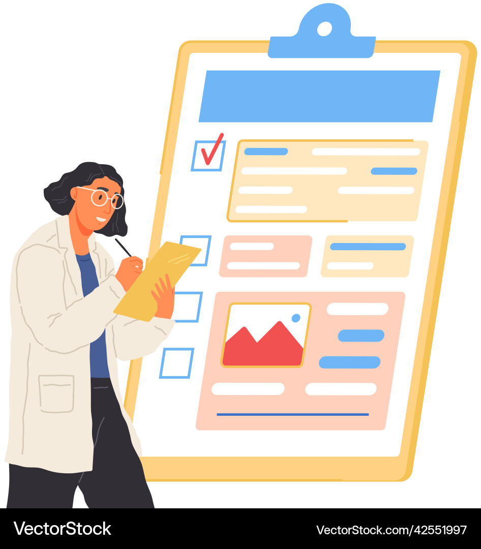 Scientist works with data analytics and research Scientist works with data analytics and research vector image
