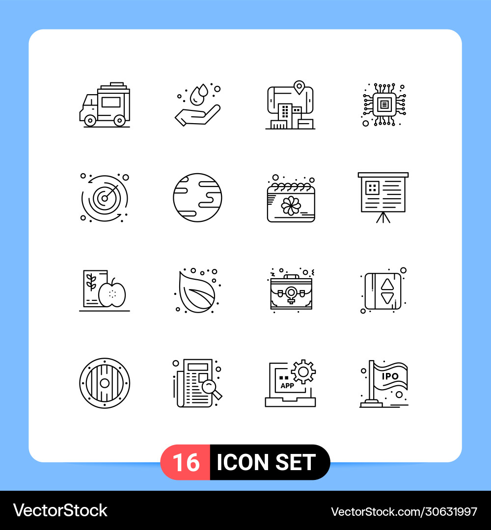 Set 16 outlines on grid for timer stopwatch Vector Image