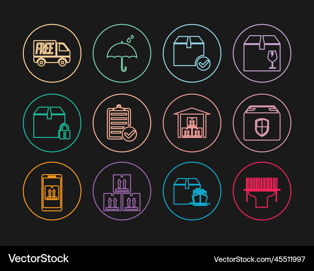 Set line scanner scanning bar code package Vector Image