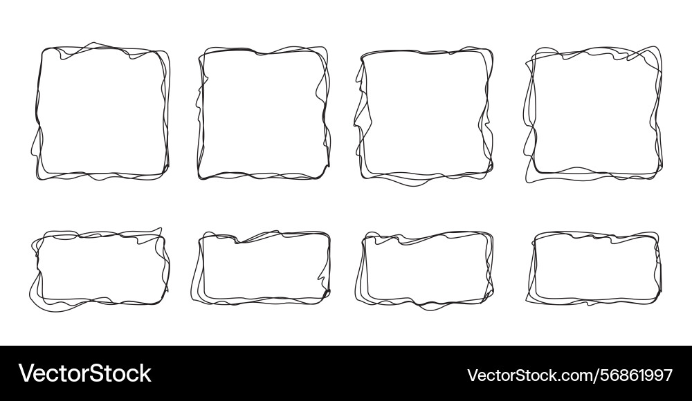 Set of rounded square shapes with scrawl loops Set of rounded square shapes with scrawl loops vector image