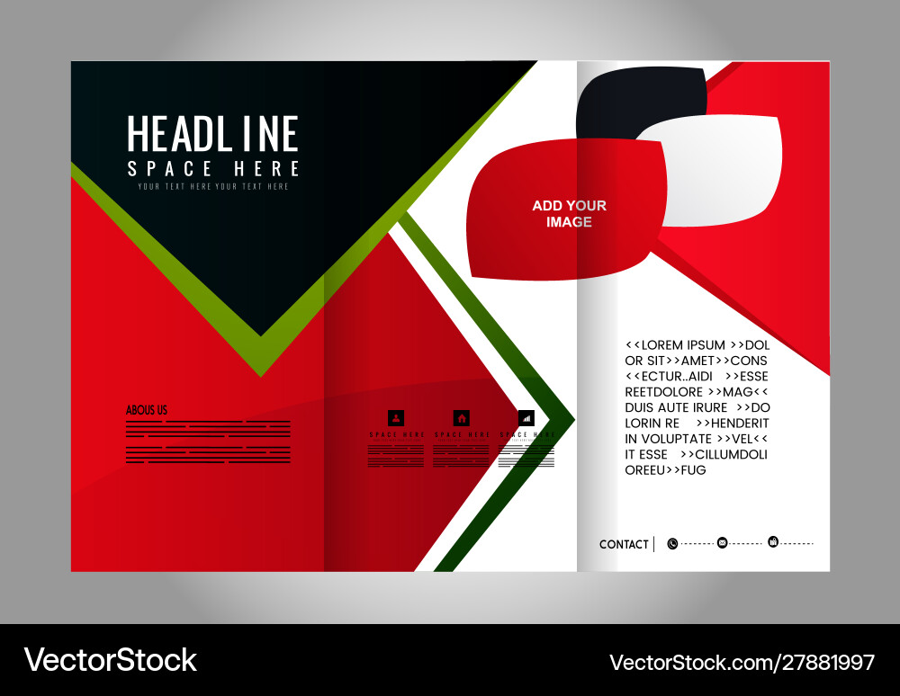 Template design trifold brochure with polygons Template design trifold brochure with polygons vector image